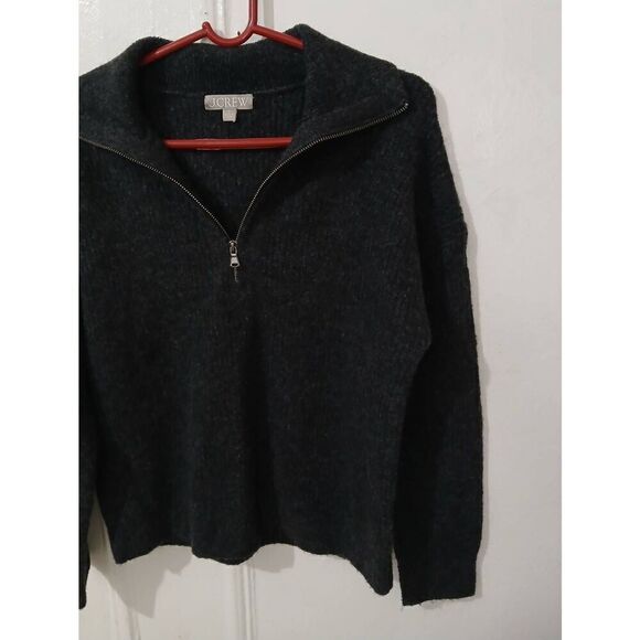 J crew RE-IMAGINED womens small boxy soft wool alpaca gray sweater 1/2 zip - Picture 3 of 7